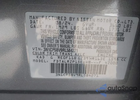 2024 Nissan Kicks S Xtronic Cvt z USA, uszkodzony, nr VIN 3N1CP5BV9RL584271